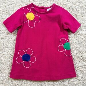 Florence Eiseman Pink Floral Applique Cotton Dress 2T Colorful Mod